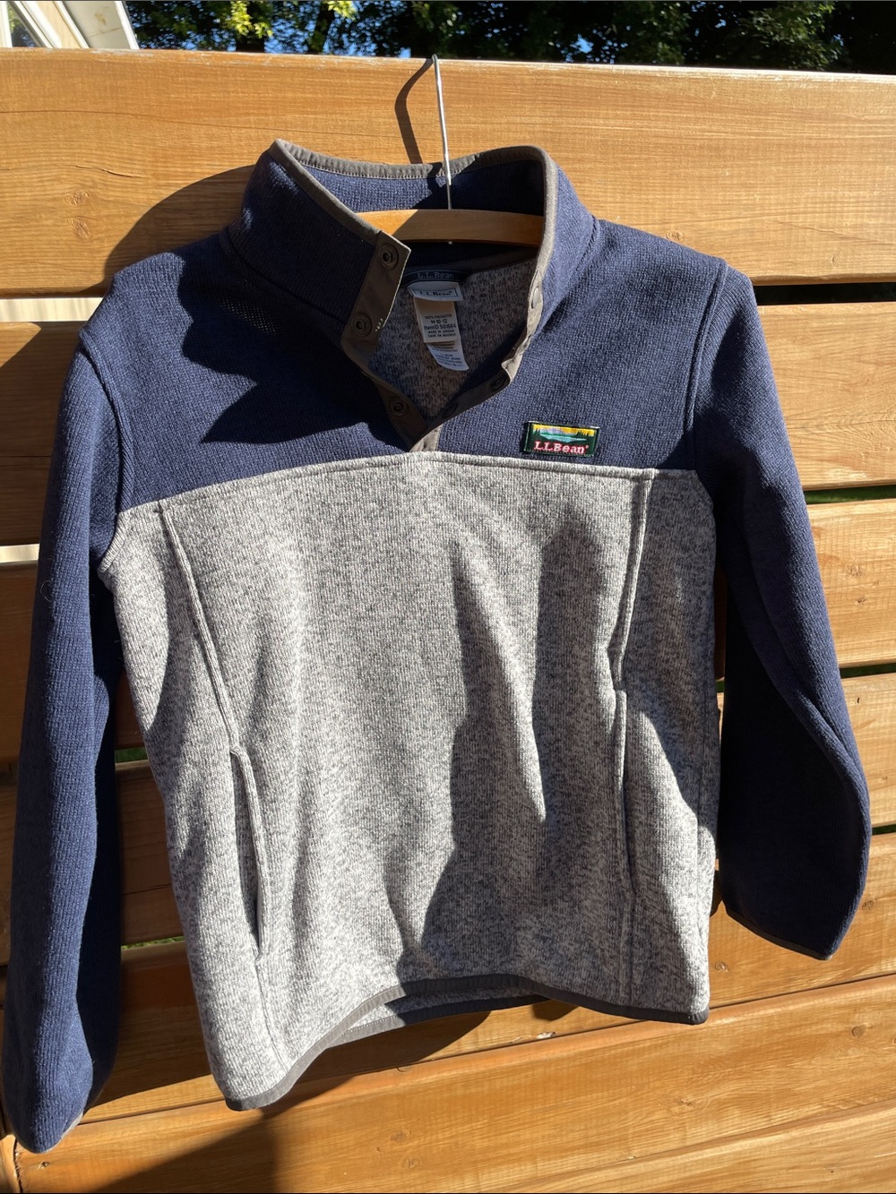 L.L. Bean Navy and Heather Gray Kids Quarter-Zip Pullover